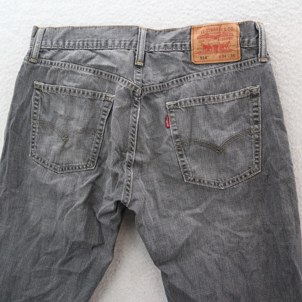 Levis 514 Jeans Mens 34x34 Gray Straight Fit American Denim Grunge Skater Y2K